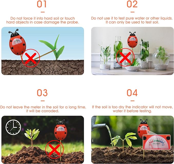 UNIWA Soil Moisture Meter, Plant Moisture Meter, Soil Hygrometer Sensor for Gardening, Farming, Indoor, and Outdoor Plants, Plant Water Monitor Gardening Gifts, No Batteries Required, 2-Pack