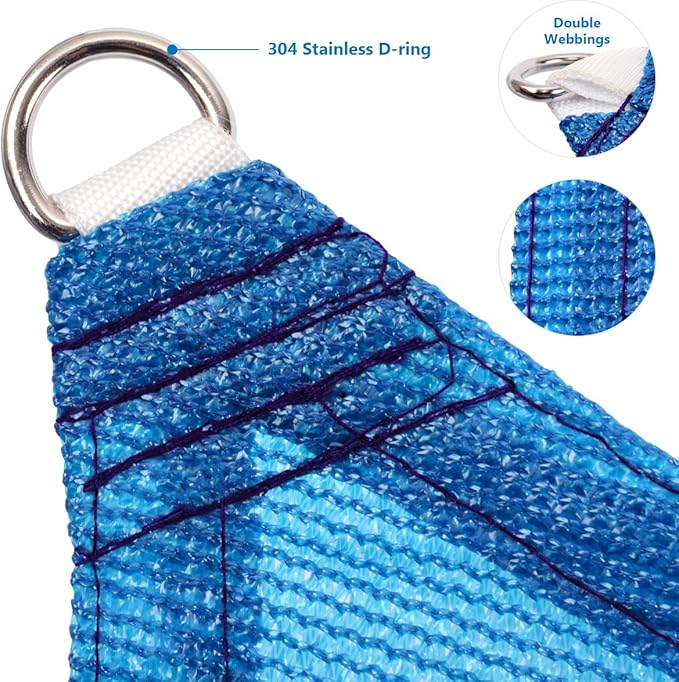 Eden's Decor Straight Flat-Edged Sun Shade Sail Rectangular 9' x 14' Blue UV-Blocking Outdoor Canopy Fabric Cloth Awning for Pergola Patio Garden Backyard Custom Size