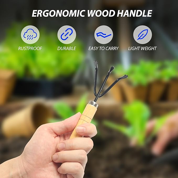 Gardening Tool Set:3 Small Garden Tool, Garden Spade Hand Shovel,Shovel, Trowel and rake. Garden Spade Hand Shovel, Weeding, and Transplantation