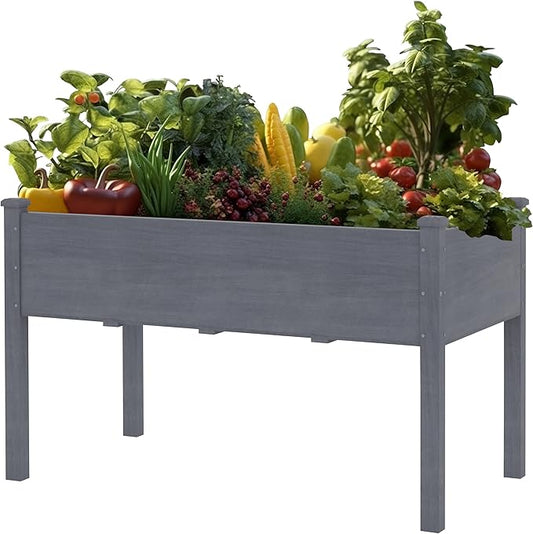 MUPATER 4x2FT Raised Garden Bed,Raised Garden Bed with Four Legs, Elevated Planter Box with Drainage Holes for Herbs, Flowers and Vegetables for Garden, Greenhous and Farm, Gray