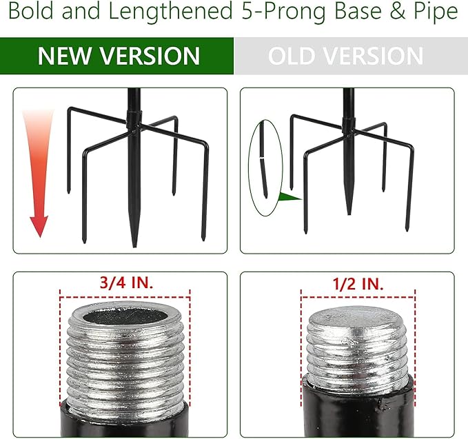 Shepherds Hooks for Outdoor Hummingbird Bird Feeder Pole Hanger 49 Inches with 5 Prongs Base Stainless Metal Adjustable Garden Hanging Holder Weddings Garden Decor Butterfly 2-Pack