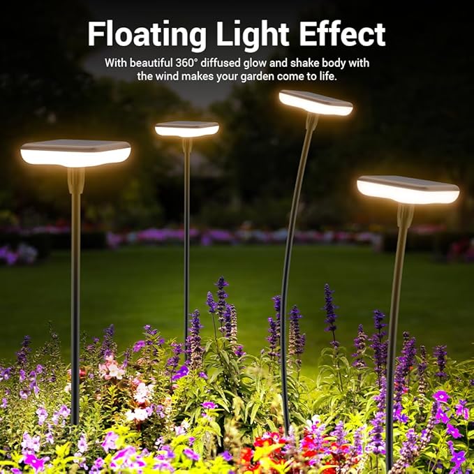 Solar Lights Outdoor Garden 4 Pack Solar Pathway Light 31" Tall Sway by Wind Solar Swaying Lights 34LM Bright Up to 12H IP65 Waterproof Auto On/Off for Outside Yard Path Patio Lawn Flower