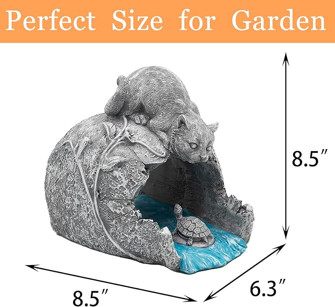 Teaeeno Cat Statues Decor Gutter Downspout Extension Decorative, Animal Statue Outdoor Decor, 3"×4" Rain Gutter Downspout Splash Block, Garden Splash Block Outdoor Sculpture, Rain Downspout Diverter