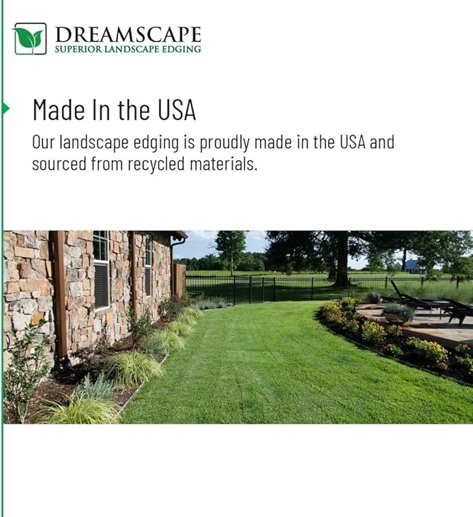 Dreamscape E-Z Edge Aluminum Landscape Edging - 4 Strips, 6ft Each (24ft Total), Black Painted - Professional Quality Landscaping Border, Metal Divider for Lawn, Garden, Flowerbed