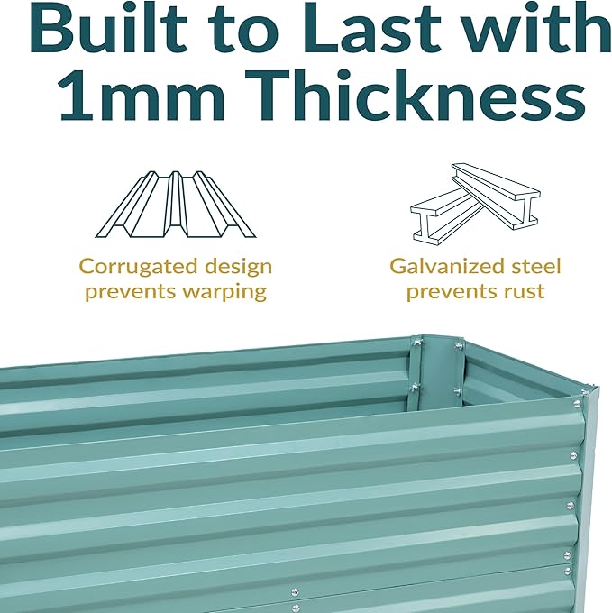 Sunnydaze Galvanized Raised Garden Bed - Metal Raised Bed for Gardening - Outdoor Planter Box for Flowers, Plants, and Vegetables - Green - 47" W x 23" D x 24" H Rectangle