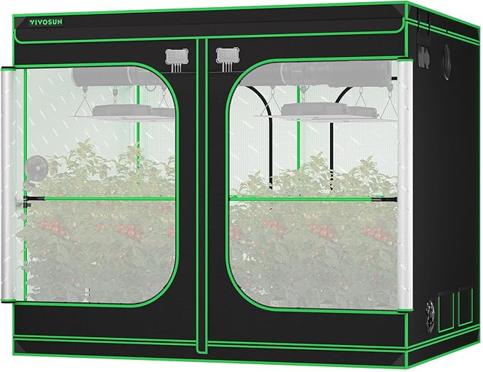 VIVOSUN P888 96"×96"×80" PRO Grow Tent, with Thick 1 inch Poles, Strengthened High Reflective Mylar Oxford Fabric, Extra Hanging Bars & High CFM Kit for Hydroponics Indoor Plant for VS4000×4