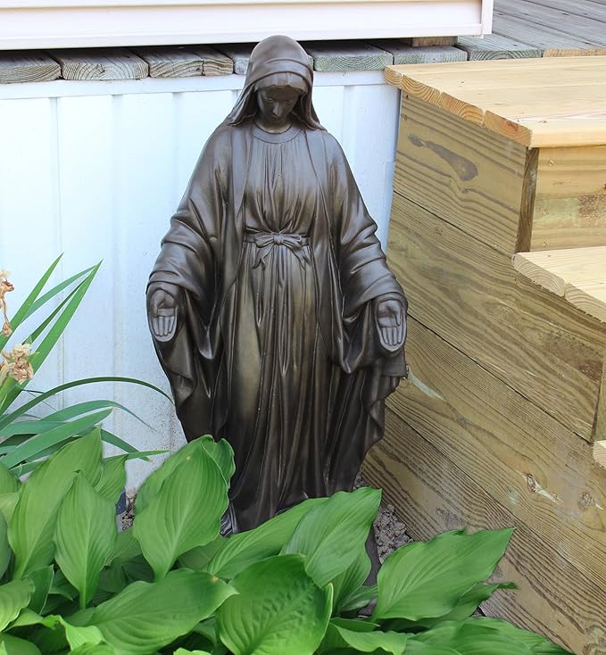 Emsco Group 92290 Virgin Mary Statue – Natural Appearance – Made of Resin – Lightweight – 34” Garden, BRONZE