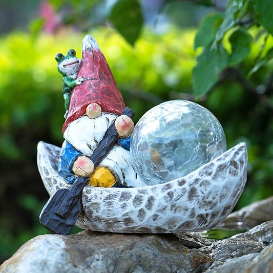 Garden Gnome Statue,Solar Gnomes Figurine,Outdoor Gnome Decor,Gnomes Decorations for Yard with Solar Light,Gnome Sculptures for Patio Lawn Ornaments