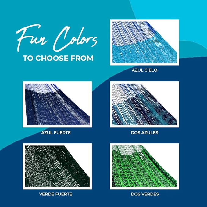 Hammocks Rada Mayan-Made Matrimonial Yucatan Hammock - Two Person - Fits 12.5 to 13 Feet Hammock Stand - Up to 550 Pounds, Two Green - Hanging Bed