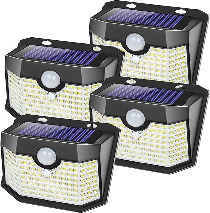 Aootek Solar Lights 4 Packs, Motion Sensor Light IP65 Waterproof with 3 Lighting Modes,Solar Lights Outdoor Waterproof for Garden Patio Garage Yard Deck