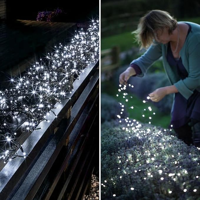 OZS 115Ft 300LED Cool White String Lights Indoor/Outdoor, Waterproof 8 Modes Christmas Lights, Green Wire Tree Lights for Party Wedding Garden Xmas Decorations (Cool White)