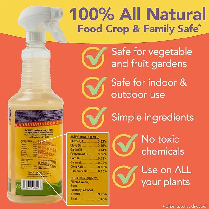 Trifecta Crop Control Insecticidal Soap for Plants | All Natural Fungicide for Plants | Spider Mite Killer Indoor Plants, Food Safe Commercial Grade Pesticide, Herbicide, Spider Mites Spray for Plants