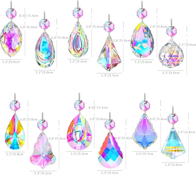 KANPURA Crystal Sun Catcher,12 Pack Hanging Ornament Crystals Prism Rainbow Maker for Home,Office,Garden Decoration(Colorful)