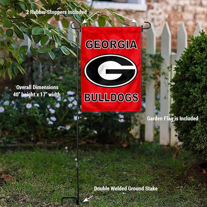 College Flags & Banners Co. Georgia Bulldogs Garden Flag with Pole Stand Holder