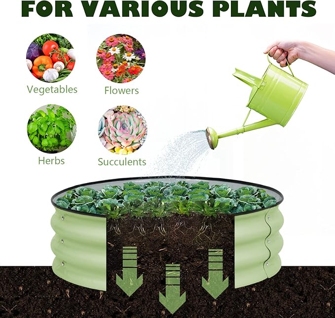 BPS Metal Raised Garden Bed, 2-Pack 2.5FT Diameter Galvanized Planter Raised Garden Boxes for Flower Planters, Vegetables Herb