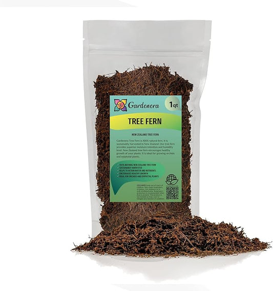 Premium New Zealand Tree Fern by GARDENERA - Orchid and Epiphytal Plants Growing Medium and Reptile Substrate - 1 Quart Bag