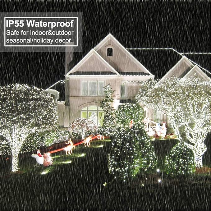 Decute 800 LED 272FT Christmas String Lights 8 Modes with Timer Function, Waterproof Twinkle Fairy Lights for Christmas Tree Party Wedding Yard Garden Outdoor Indoor Decorations, Cool White