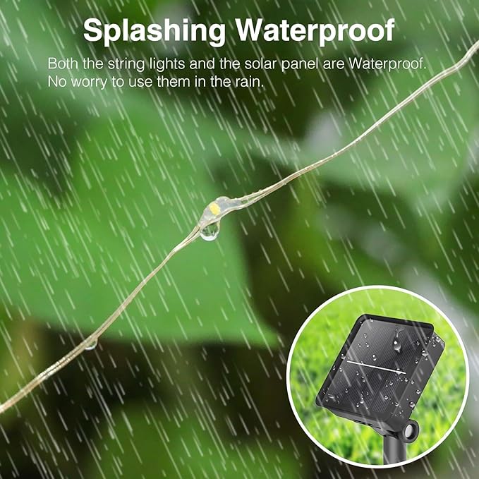 kolpop Cool White Solar Fairy Lights Outdoor, 32FT 80LED Twinkle Light Outdoor Waterproof, 8 Modes Copper Wire Mini Solar String Lighting for Garden Christmas Tree Outside