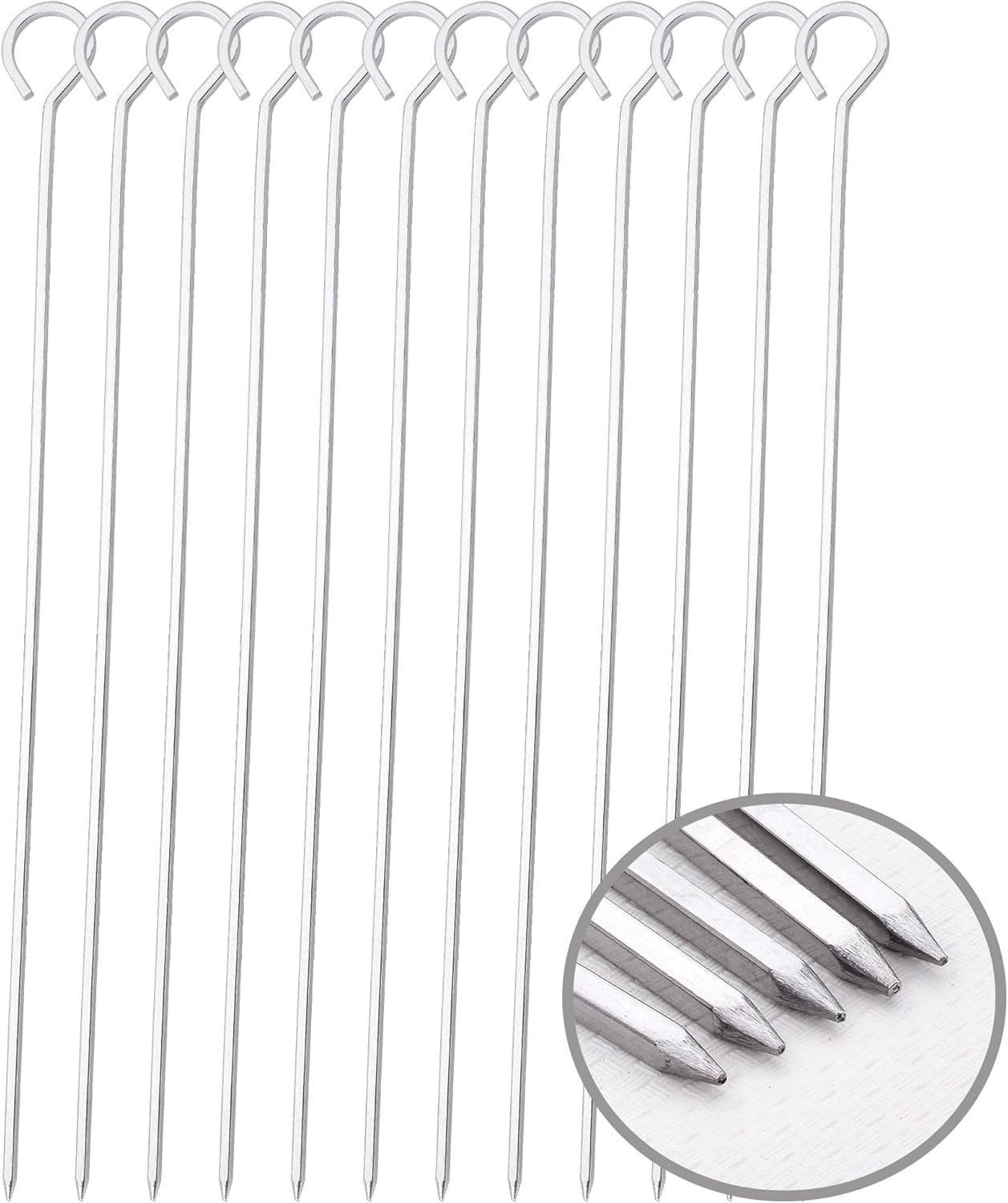 14 Inch Long Square kebab skewers,BBQ Stainless Steel Skewers,12 Pack (BBQ Skewers Square 14inch-12p)