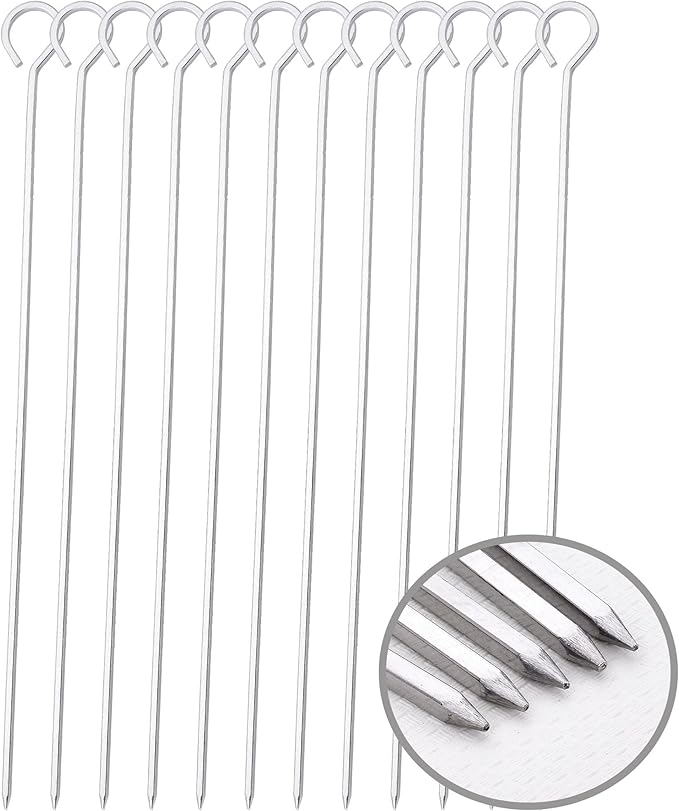 12 inch Barbecue Skewers Metal BBQ Sticks,12Pack Stainless Steel Square Skewer,Kebob,kabob Sets for Grill Outings Cooking (BBQ Skewers Square 12inch-12p)