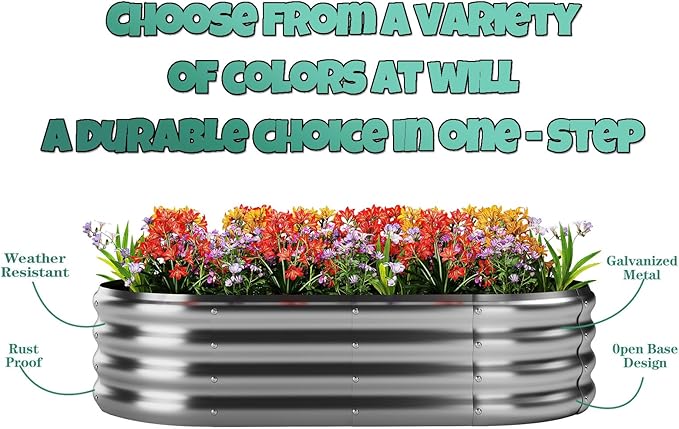 Raised Garden Bed for Gardening Garden Raised Planter Box Outdoor 4x2x1ft Galvanized Planter Raised Garden Bed