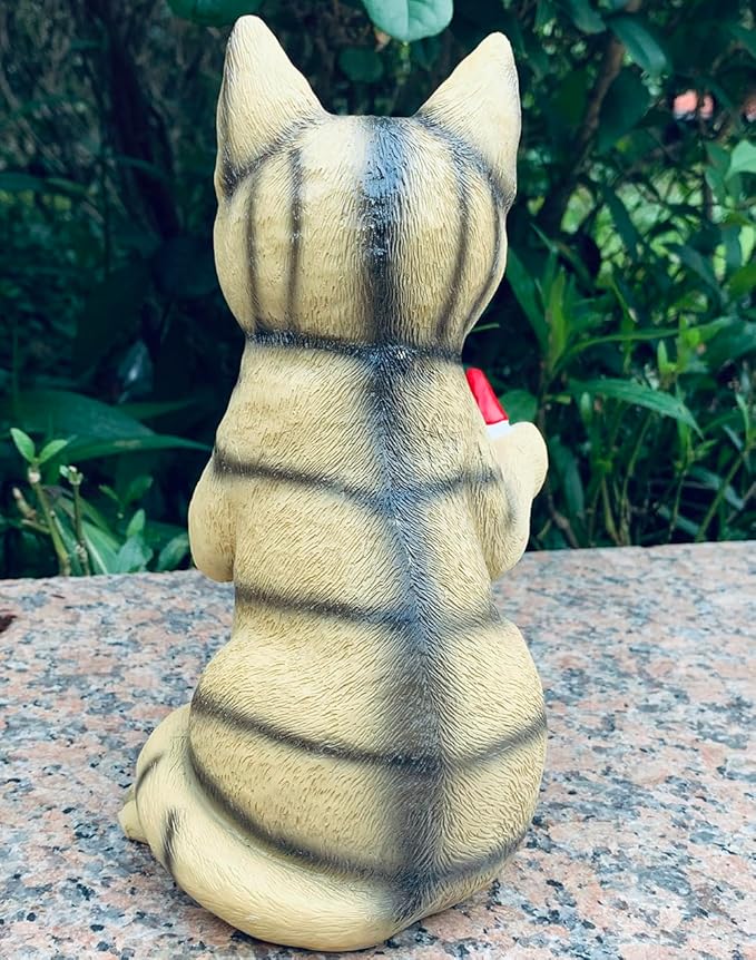 Garden Cat Eating Gnomes Statues Funny Gnome Decor for Outdoor Patio Lawn Yard Decor (cat Eating)