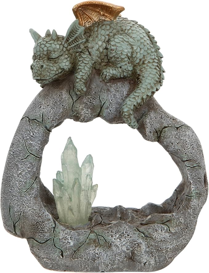 Solar Powered Dragon Statue ，Garden Decor with Crystal LED Lights Handmade Waterproof Resin Dinosaur Outdoor Patio Lawn Sculpture Perfect Christmas (Crystal Dragon)