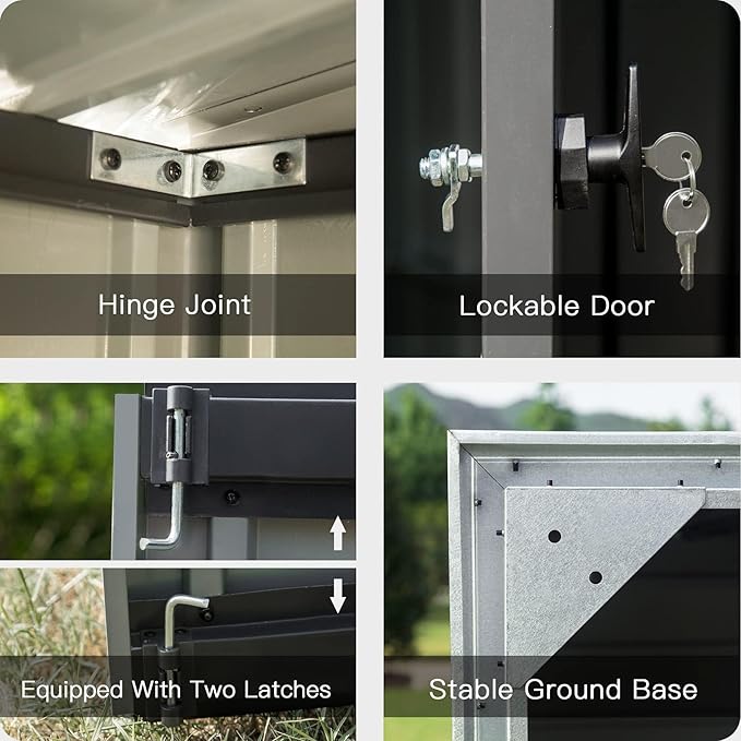 Domi Outdoor Storage Shed 6' x 4.5’, Metal Garden Shed with Galvanized Steel Frame for Bike, Tools, Lawn Mowers, Pool Toys, Outdoor Storage Cabinet with Lockable Door for Garden Lawn Patio (Dark Grey)