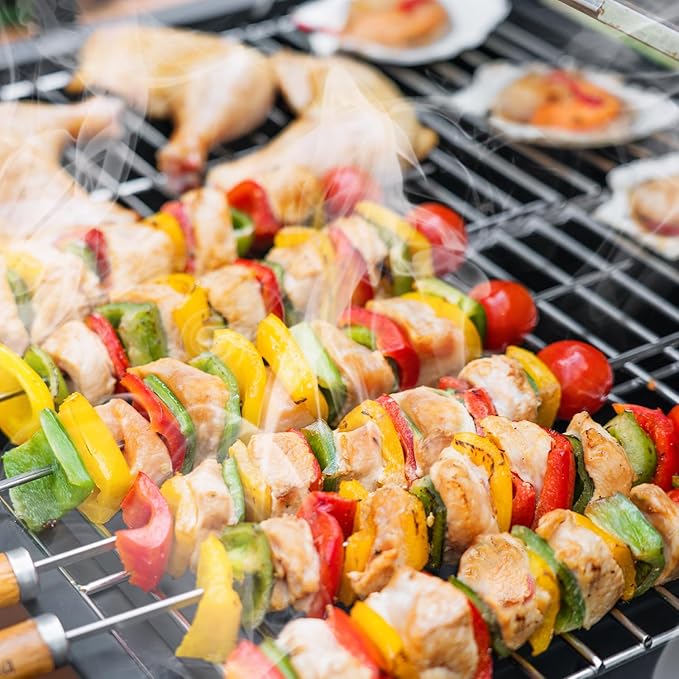 Charcoal Grill Outdoor BBQ Grill, Extra Large Cooking Area 794 Square Inches with Two Individual & Adjustable Charcoal Tray, Foldable Side Tables for Outdoor Cooking Backyard Camping Picnics By DNKMOR