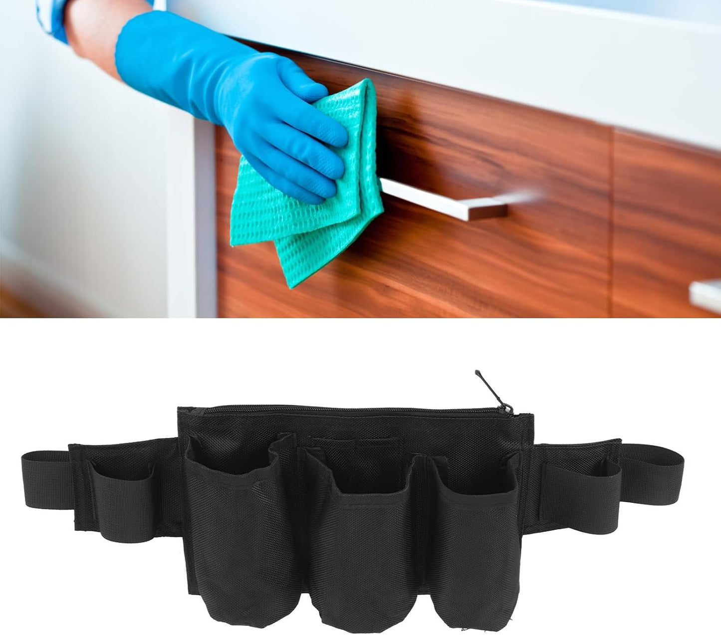 Garden Tool Belt, 6 Pockets 2 Straps Waterproof Oxford Fabric Adjustable Gardening Tool Pouch for Family Camping Outdoor,Gardening Tool Waist Bag Belt (black)