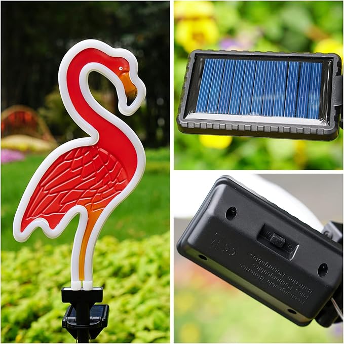 SunKite Flamingo Solar Stake Lights Outdoor,Waterproof Solar Neon Lights for Garden,Yard, Lawn,Pathway,Patio,Backyard (2 Pack)