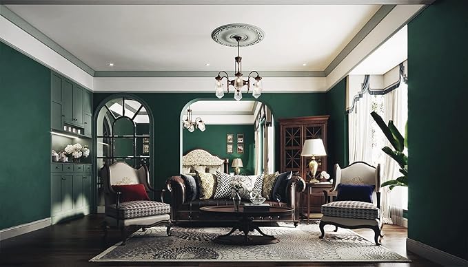 Dimoon 78.7''x17.7'' Dark Green Peel and Stick Wallpaper Contact Paper Modern Self Adhesive Wall Paper Removable Renter Friendly Textured Solid Color Cabinet Vinyl Roll (78.7''x17.7'',Emerald Dark)