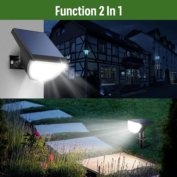 Solar Lights Outdoor Waterproof IP65, 76 LED 3 Lighting Modes Solar Spot Lights Outdoor Yard Garden Landscape Pathway (Cool White, 4 Pack)
