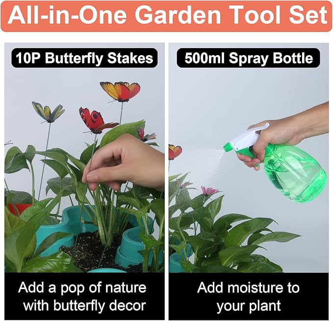 Vertical Planter, 6 Tier Stackable Strawberry Planter with Garden Tool Set, Movable Indoor/Outdoor Garden Herb Pot for Growing Vegetables and Succulents, Teal