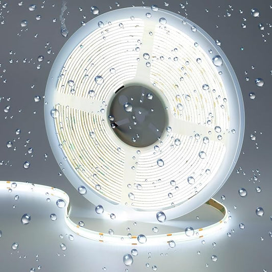 10M/32.8ft 24V COB LED Strip Light Waterproof IP65 Cool White 6000K Uniform Glow 3840LEDs CRI 93+ Flexible LED Tape Lights for DIY Cabinet Bedroom Kitchen Home Decor(No Power Supply)