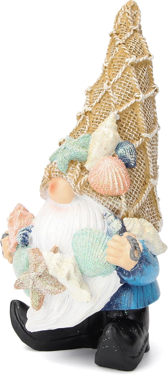 Leekung Garden Gnomes Statues Outdoor Funny - Garden Gnomes Decor Garden Decor Garden Figurine Ocean Gnomes Decor for Outdoor Indoor Beach Gnome Sculpture for Patio Lawn Yard Porch Bookshelf Gifts