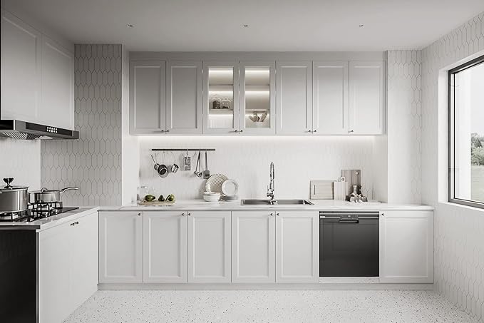 Dimoon 394''x23.6'' White Thicken Peel and Stick Wallpaper Contact Paper Modern Self Adhesive Wall Paper Removable Renter Friendly Textured Solid Color Shelf Vinyl Roll (394''x23.6'',White Thicken)