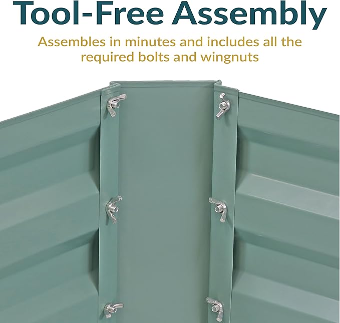 Sunnydaze Galvanized Raised Garden Bed - Metal Raised Bed for Gardening - Outdoor Planter Box for Flowers, Plants, and Vegetables - Green - 48" W x 36" D x 12" H Rectangle