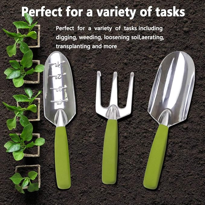 Garden Tools Set with 3 Pcs Aluminum Gardening Tools, 1 Pc Pruning Shear, 1 Pc Mister Spray Bottle, 1 Pc Foam Kneeler，1 Pair Garden Gloves with Claws and 1 Pc Gardener Bag, Gifts for Mom Dad
