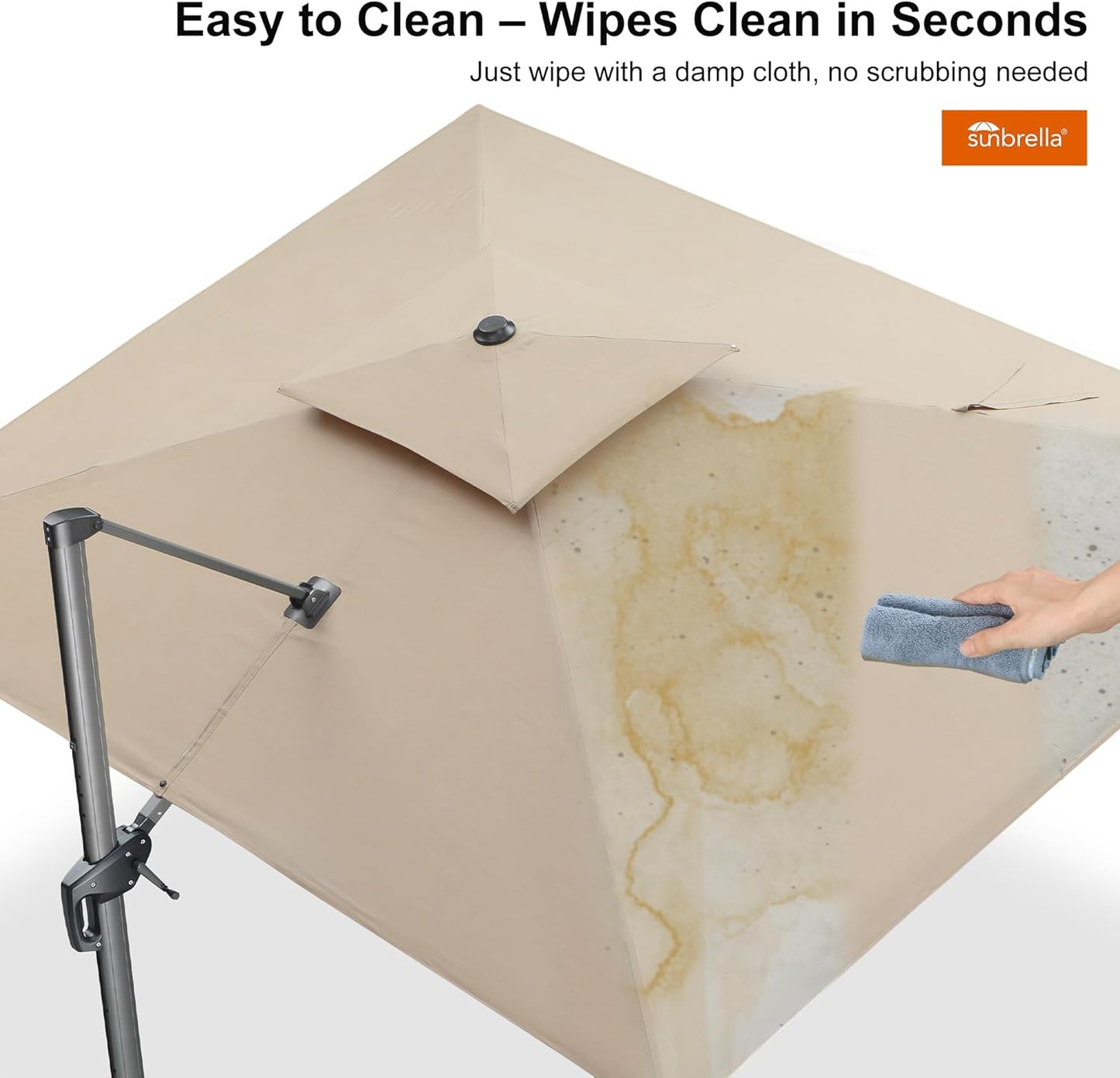 PURPLE LEAF Cantilever Umbrella 10 Feet Outdoor Double Top Large Offset Hanging 360° Rotation Square Umbrella for Garden Patio Deck Pool Backyard Spectrum Sand