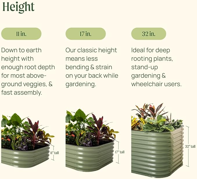 Vego garden 32" Tall 42" Round Raised Garden Bed Raised Bed Planter Box for Vegetables Flowers Patio-Modern Gray