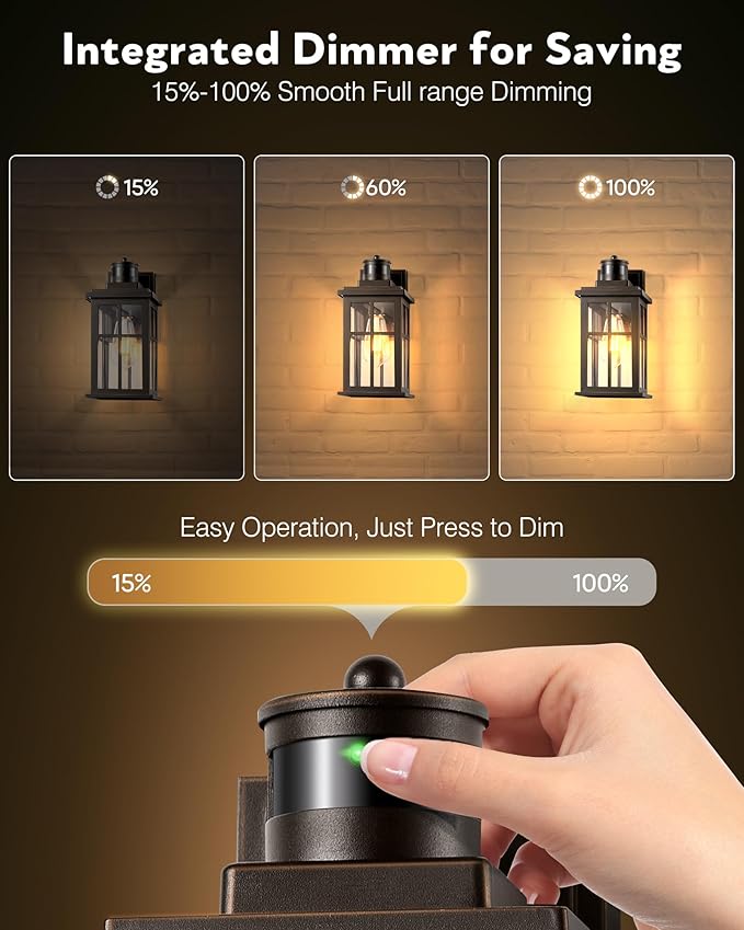 Distance-Adjustable Outside Lights for House, 2-Pack Oil Rubbed Bronze Porch Light, Waterproof Dusk to Dawn Exterior Lighting Fixtures Sconce, Anti-Rust Outdoor Lanterns for Porch, Garage