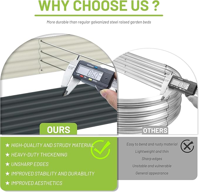 2PCS 8x4x1ft Raised Garden Bed-Outdoor Galvanized Planter Box for Vegetables, Fruits,Herbs, Flowers, Metal Raised Garden Bed kit-Grey