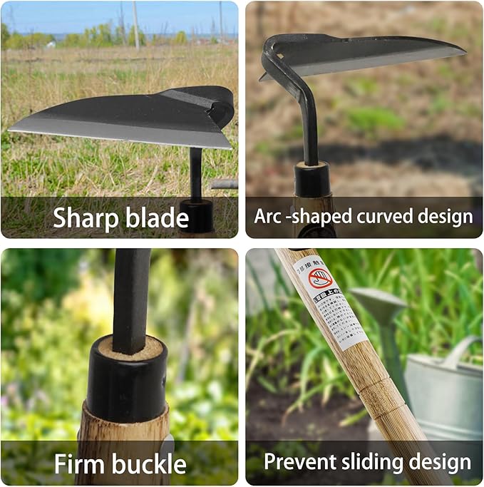 Kana Hoe 217 Japanese Garden Tool - Hand Hoe/Sickle is Perfect for Weeding and Cultivating. The Blade Edge is Very Sharp. (Left-Handed)