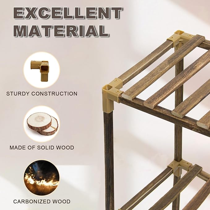 Plant Stand Indoor Outdoor, 11 Tier Corner Plant Shelf for Multiple Plants, Large Wood Plant Shelf Combo Ideal for Gardens, Patios, and Lawns