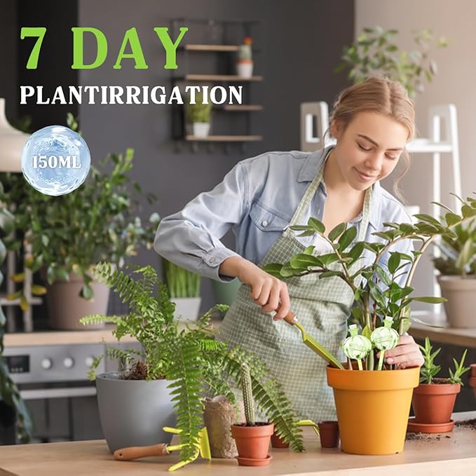 2 PCS Plant Self Watering Globes 8.9 Inch Plant Watering Devices Colorful Glass Self Watering Planter Insert for Indoor Outdoor Plants