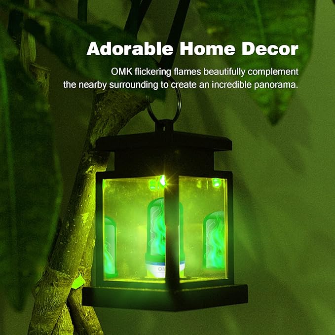 OMK Green Led Flame Light Bulb LED Christmas Decorations Fire Light Bulbs - Upgraded Halloween Bars Porch Light Bulb Flickering Fire LED Lamps for Indoor/Outdoor/Holiday Decoration Gifts