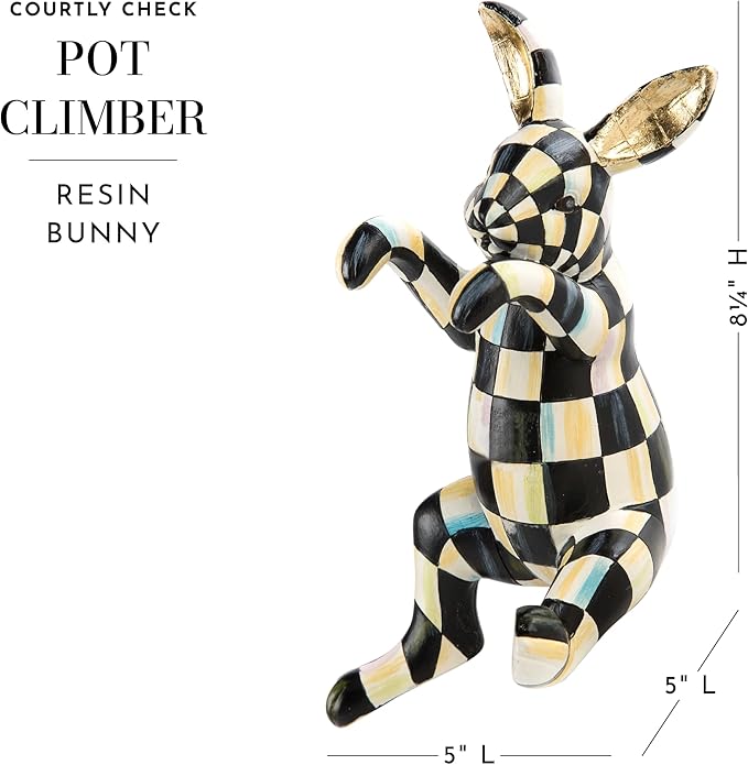 MACKENZIE-CHILDS Pot Climber, Decorative Flowerpot Hanger, Indoor and Outdoor Planter Hanging Decor, Funny Bunny