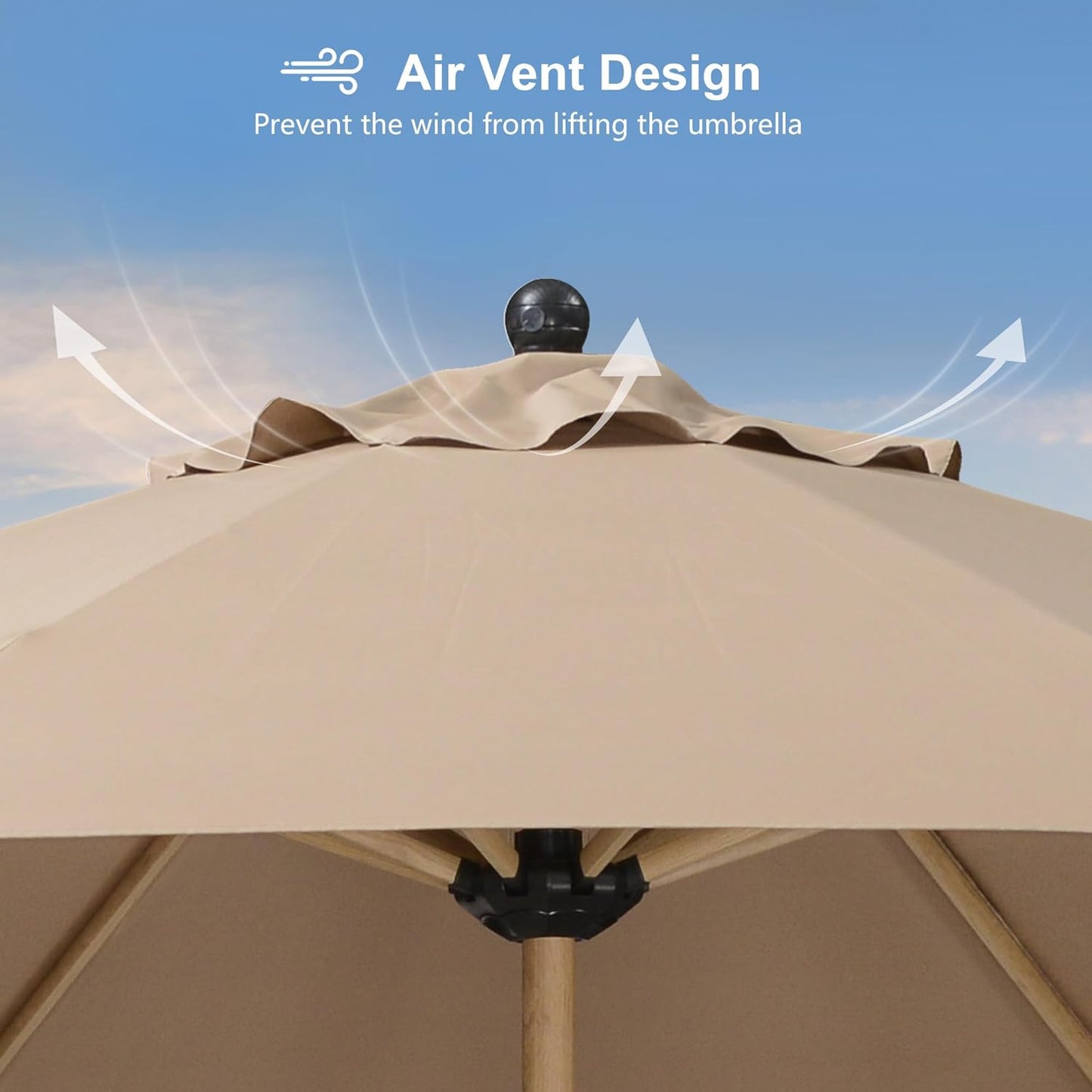 PURPLE LEAF 11 Feet Patio Umbrella Outdoor Table Umbrella Round Aluminum Market Umbrella with 8 Sturdy Ribs & Crank Commercial Outdoor Umbrellas for Garden Deck Patio, Taupe