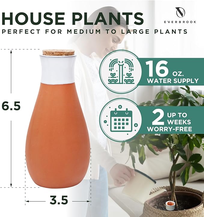 Plant Self Watering Globes - Terracotta Watering Spikes - Slow Release Olla Watering Pots - Drip Irrigiation Olla System